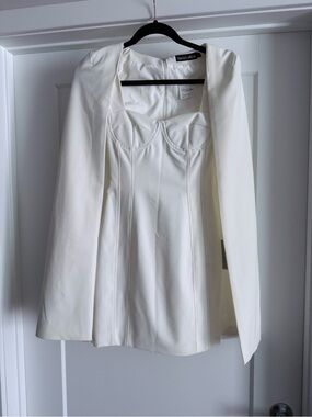 Lavish Alice White Structured Cape Dress